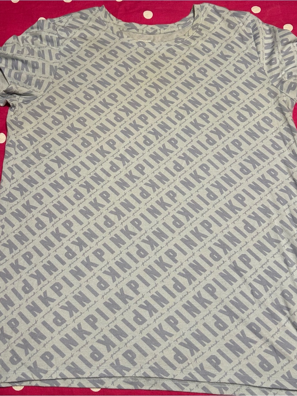 PINK Victoria's Secret Diagonal Logo Short Sleeve Tee - Light blue Large